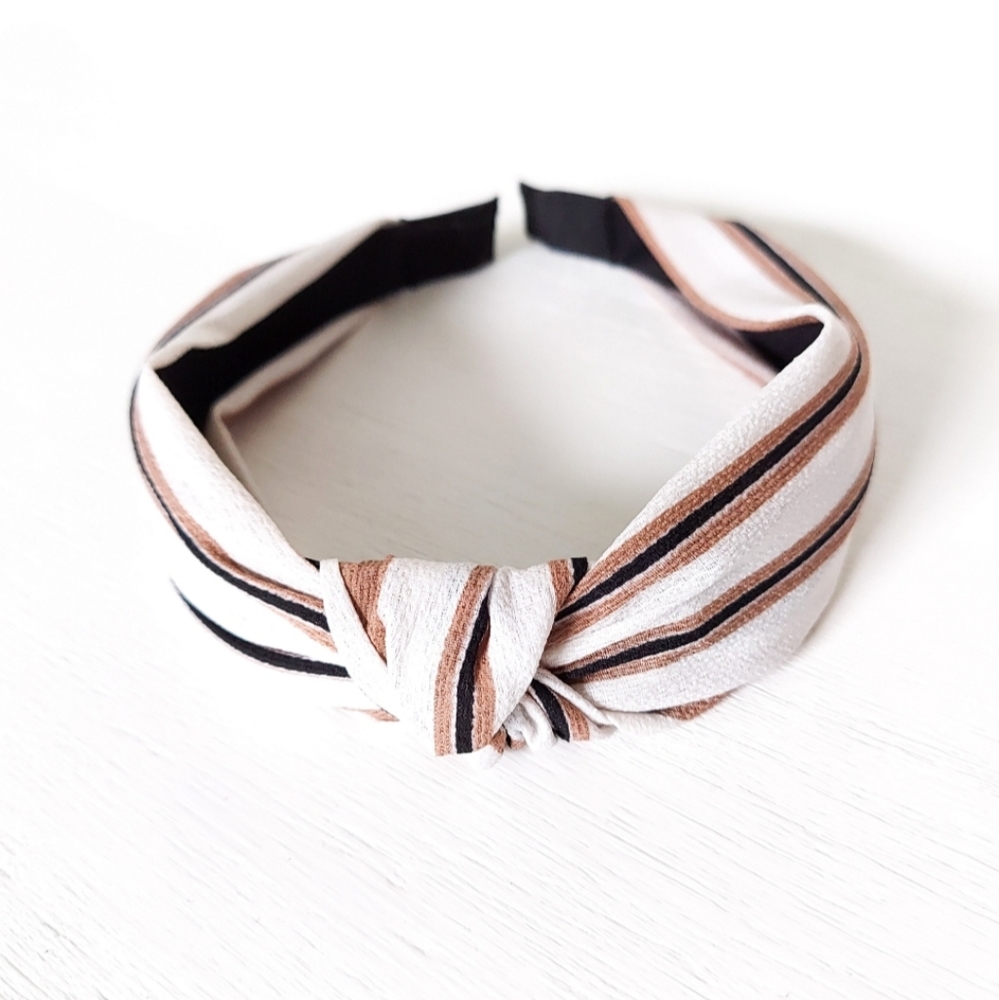 Laura Headband - White Khaki & Black